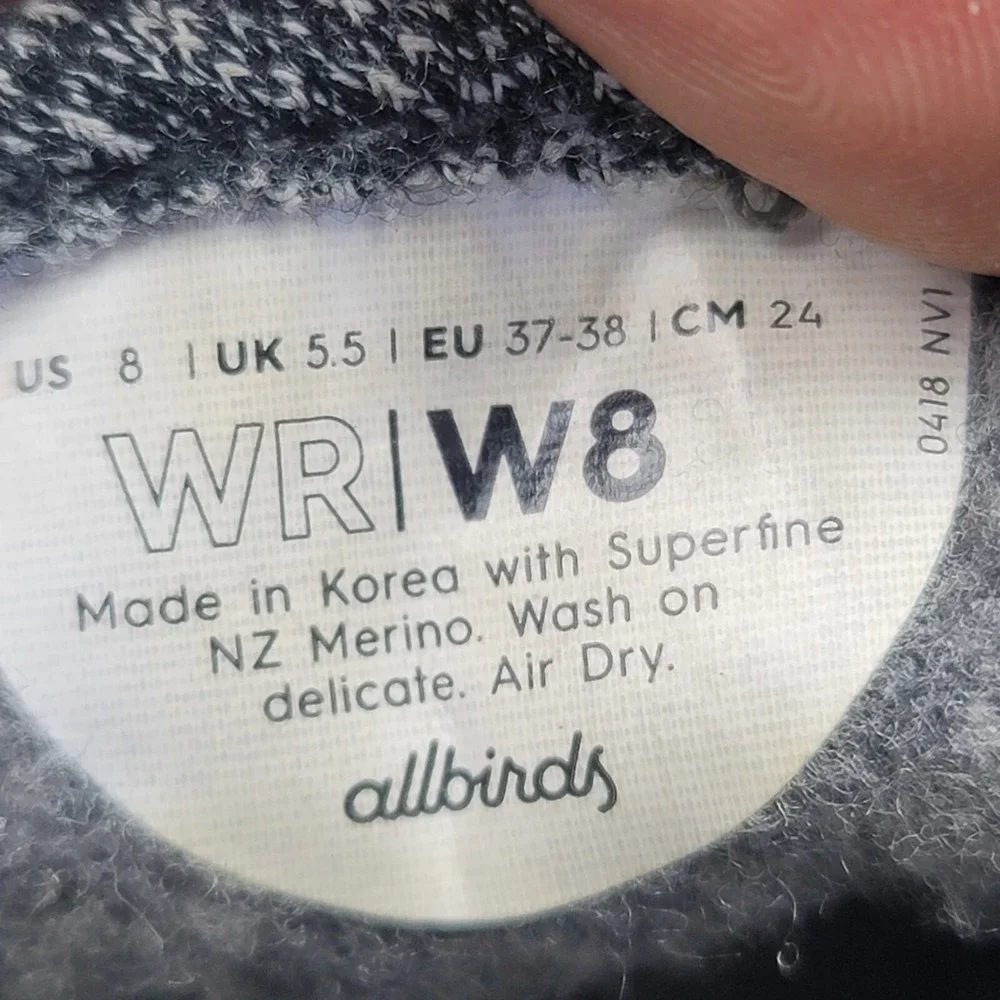 Allbirds‎ Wool Shoes Gray Womens Size 8 Runners Lace Up Sneakers Casual Comfort
